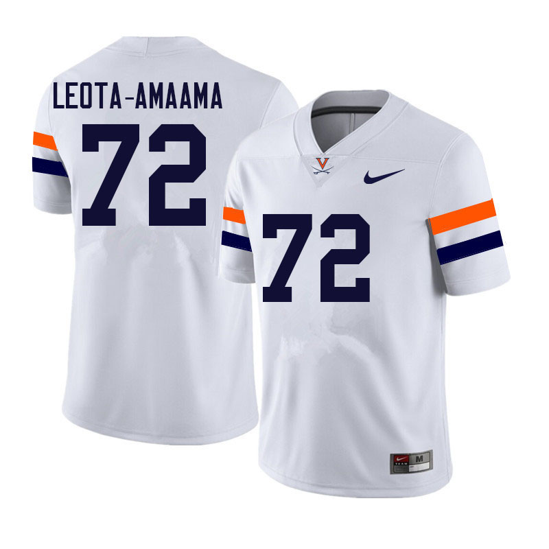 Men #72 Snoop Leota-Amaama Virginia Cavaliers College Football Jerseys Sale-White